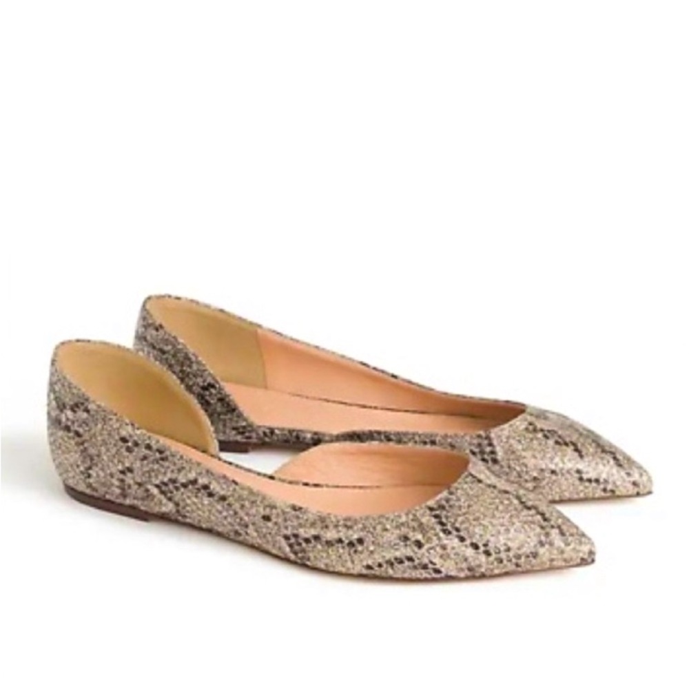 J.Crew Audrey Glitter Snakeskin flats